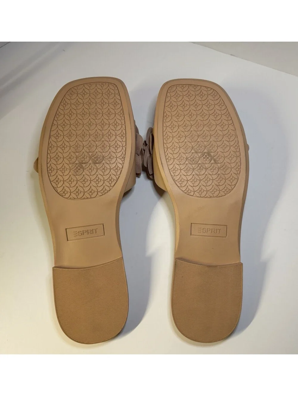 Esprit Women’s Floral Strap Slide Sandals - Slip On Flats - Beige US 9.5 M - New